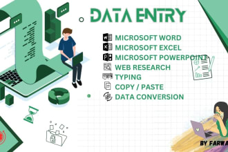 do data entries at excel, formatting on word, google doc