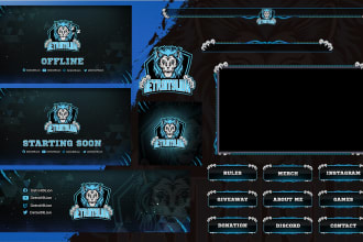 design an amazing overlay for your kick, twitch, youtube, facebook gaming