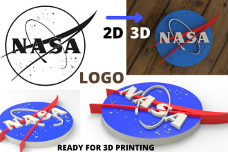 covert logo from 2d to 3d,ready for 3d printing