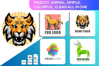 design logo animal, colorful, clean, simple, animal