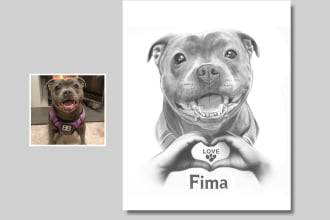 draw realistic portraits of your cute dog or any pets