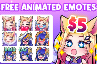 make cutest emotes, sub badges for streamer, discord, twitch in my chibi style
