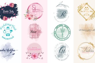 do watercolor feminine wedding monogram floral logo design