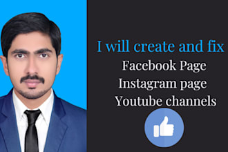 create or fix facebook page instagram page youtube channels