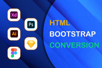 convert PSD, figma, invision, sketch, xd to HTML CSS
