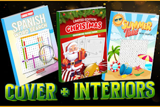 create word search puzzle book with book cover design