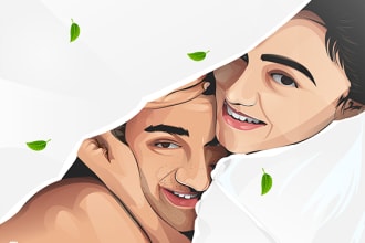 draw amazing vector cartoon portrait for your couple, family photo in 24 hours