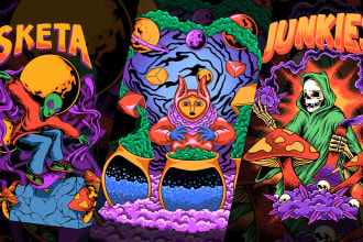 make pop psychedelic, trippy, stooner for merchandise