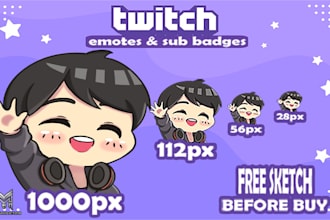 create custom cute chibi twitch emotes for your stream