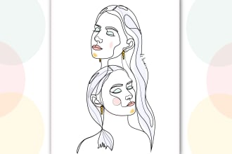 draw one line art, line drawing of your portrait in 24 hours