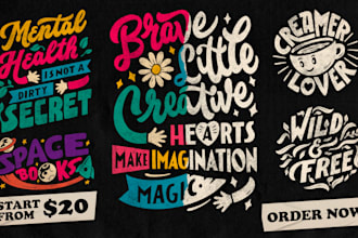 design custom hand lettering and typography for tshirt