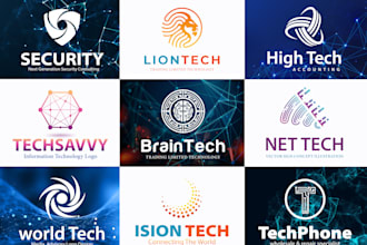 do modern tech startup crypto, cyber security technology logo design