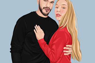 draw your photo couple, family or group to vector portrait