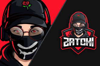 draw portrait into esport logo, twitch, discord, youtube