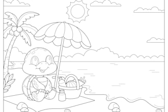 create cute line art drawing for coloring book pages