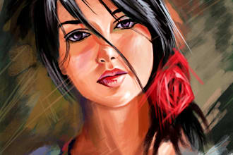 draw printable, realistic digital oil painting portrait