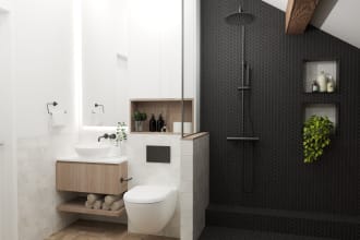 bathroom interior design and layout project with 3d rendering