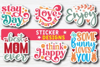 creative  awesome typography sticker designs and label designs