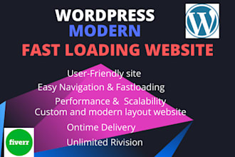 design modern, fast loading and responsive wordpress website