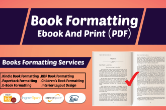 do book formatting, ebook formatting, and layout design