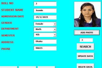 create student admission or application forms data  entry