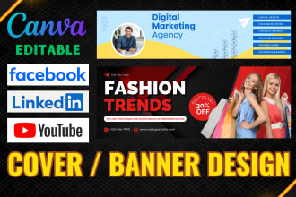 make linkedin, youtube, facebook cover design using canva