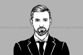 draw a black and white vector art portrait from your photo