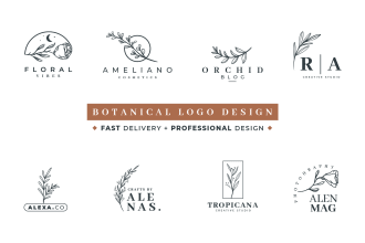 design hand drawn minimal botanical, boho, floral logo