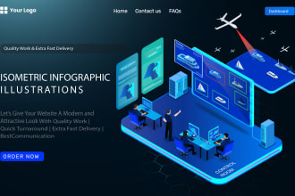 do 3d or isometric infographic illustration for web, app and ui