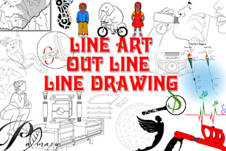 draw vector line art, line drawing and illustration