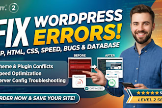 fix wordpress PHP errors, HTML CSS bugs, and optimize site speed