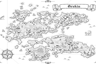 hand draw maps in black and white style for books, ebooks