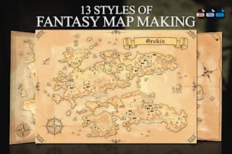 draw vintage fantasy maps for books, dnd, and tabletop games