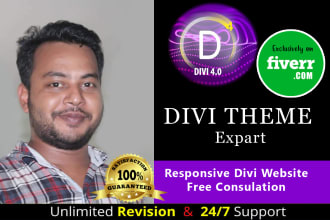 design responsive wordpress website by divi theme, divi builder in 72hours