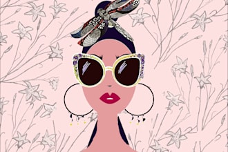 creative  fashion illustration, surface print design