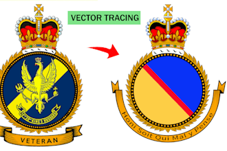 redraw raster designs and logo into a vector file format
