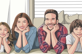 draw your family or group into cartoon portrait
