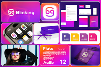 design logo, brand style guide or brand identity guidelines with branding kit