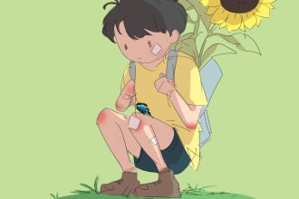 draw cute semi chibi art as a lovely gift