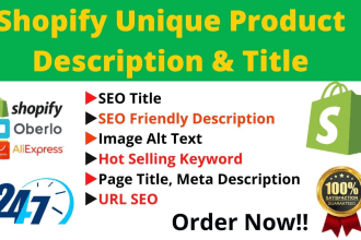 write SEO shopify product description with the title