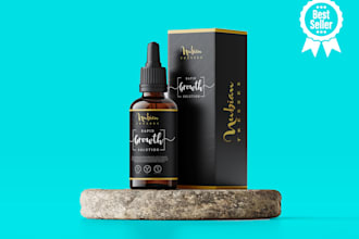 make bottle label design, cbd, hemp, supplement, 3d render