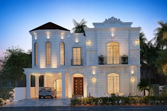 make 3d house rendering and front elevation design