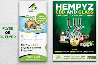 creative rack card, door hanger, cbd flyer, dl flyer design
