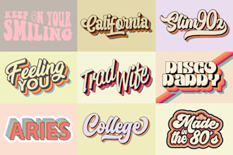 do custom hand lettering, retro script, typography font logo, t shirt