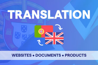 translate websites or documents to portuguese or english