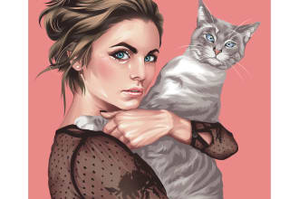 draw your photo with your pet into a vector illustration