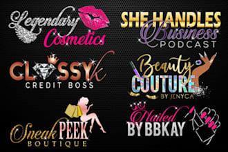 design beauty salon, eyelashes, hair extension, boutique, glitter logo