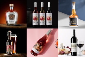 do premium wine, whisky, vodka, gin label design with 3d mockup