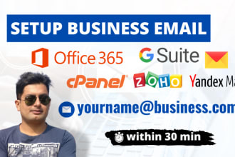 setup and gsuite, office 365, zoho, yandex business email