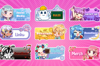 design cute custom twitch panels or banner